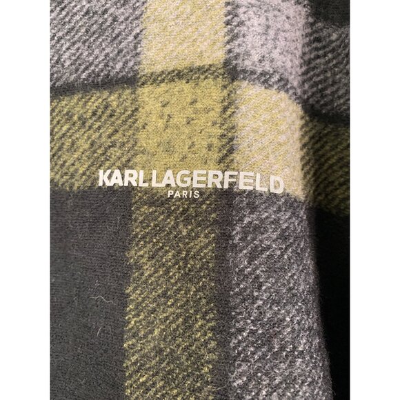 Karl Lagerfeld Paris Plaid Wool Crewneck Sweater L/G With Zip Pocket RF10607 - Picture 7 of 13